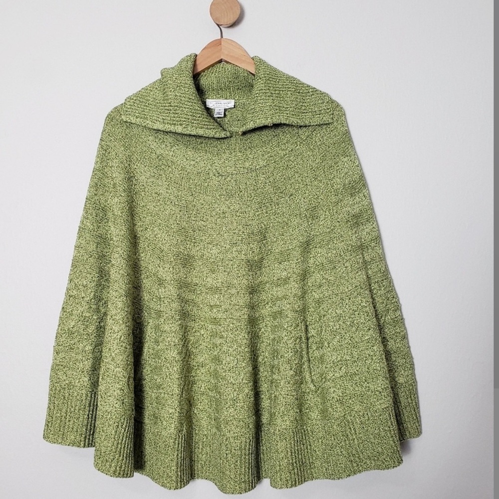 St. John Sport wool blend pullover mockneck poncho